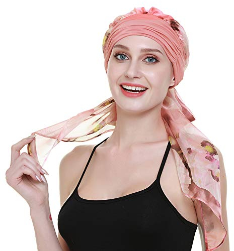 FocusCare Headwraps Coiffure Style Chimio Dons médicaux d'alopécie Femmes,Pêche,Taille unique