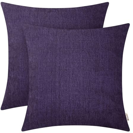 BRAWARM Chenille-Kissenbezüge, 45,7 x 45,7 cm, violett, 2 Stück, einfarbig, weiche Chenille-Kissenbezüge für Couch, Sofa, Bett, Heimdekoration