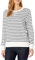 Amazon Essentials Damen Sweatshirt Aus French Terry Fleece Mit Rundhalsausschnitt (In Übergröße Erhältlich), Marineblau Weiß Querstreifen, XXL