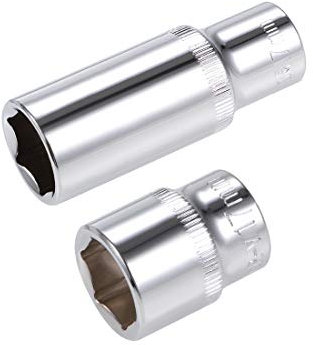 sourcing map Juego de 2 llaves de vaso de 17 mm de profundidad y poco profundas, Cr-V, 6 puntos, métrico