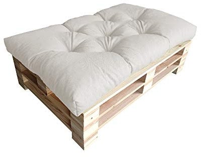 chilly pilley Palettenauflage Schaumflocken palettenkissen Palettenpolster Palettenmöbel Palettensofa Rückenlehne Sitzkissen Seitenkissen Set (Sitzkissen 120 x 80 Elfenbein)