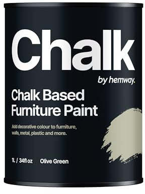 Hemway - Chalk Based Furniture Paint - Olive Green 1 L | Chalky Matt Shabby Chic Finish for Interior & Exterior Home Decor | Quick Dry & All-in-one