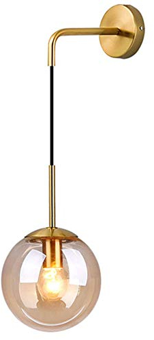 MZStech Industrielle Vintage 15cm Glaskugel Drop Wandleuchte Schlafzimmer Korridor Wandleuchte Licht Retro Bernstein Glaskugel Wandlampe (Bernstein)