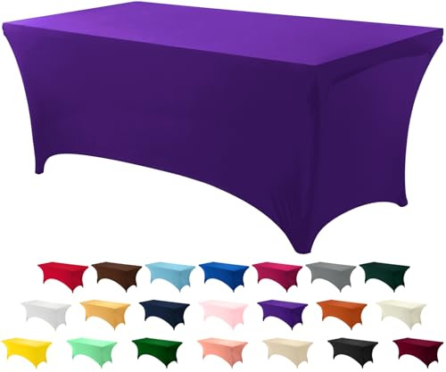 Utopia Kitchen Spandex-Tischdecke 1er-Pack [6FT, Lila] Waschbare und Knitterfreie Rechteckige Stretch-Tischdecke für Veranstaltungen, Hochzeiten, Bankette und Partys [183Lx76Wx76H] cm