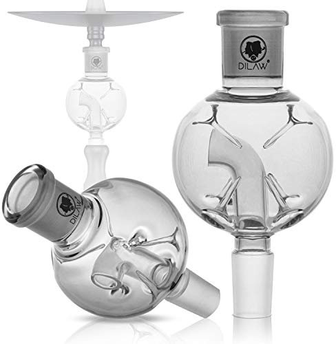 DILAW® Shisha Tornado Molassefänger Totenkopf (aus Glas für (Schliff 18/8) - Wasserpfeife, Vorkühler-Aufsatz Skull Wasserpfeife, Grau