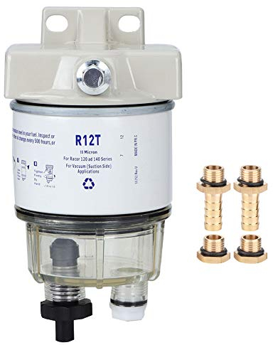 R12t Filtro Carburante Rotante Per Barche Marine, Filtro carburante per barche, 30 GPH 10 micron R12T Separatore d'acqua per filtro carburante in plastica barche Adatto per navi cisterna motoscafi