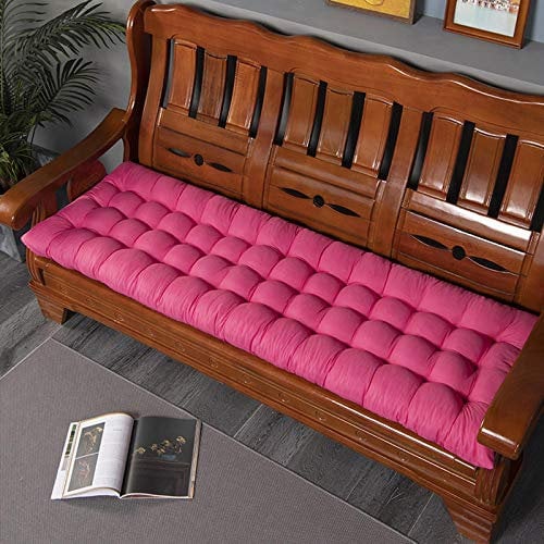 Bench Cushion 2-3 Seater Thick Seat Pad, Garden Swing Sun Lounger Pad Replacement Sunbed Cushion Cover Wooden Benches Chaise Mat,Rose pink,120x48cm