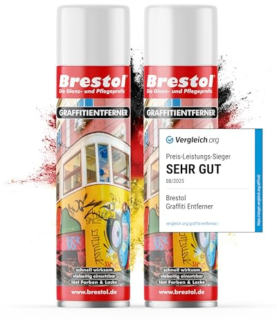 BRESTOL® GRAFFITI ENTFERNER 2x 400 ml Spray - Graffitilöser Farbabbeizer Farblöser Farbentferner Lackentferner Lacklöser Lasurlöser Lasurentferner Dispersionsmittel Abbeizmittel Abbeizer