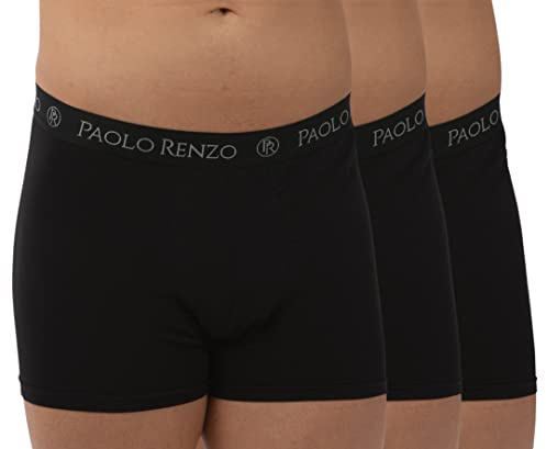Paolo Renzo Fitted Boxershorts Herren Hipster 12er Pack Retroshorts Unterwäsche Unterhosen Mann Weiche Baumwolle Größe XXL Schwarz