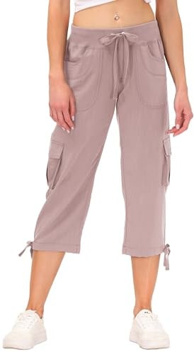 JINSHI Pantaloni 3/4 Donna Estivi Cargo Pantaloni Capri da Trekking Casual | Moda, Leggeri e Traspiranti, Pantaloni Outdoor Donna per Casual, Sportivi, Escursionismo, Campeggio.
