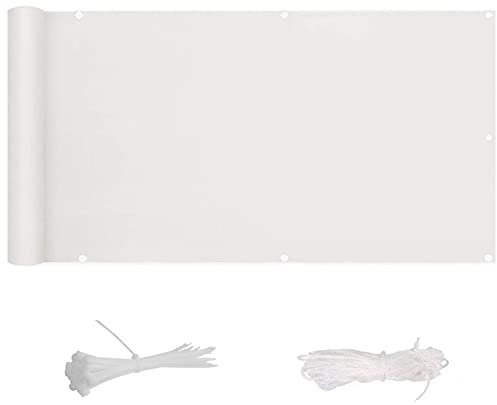 MYUANH Brise-Vue 90% 1.1x7m Protection UV et Vent Paravent Couverture Kit de Fixation Offert pour Jardin Piscine, Blanc