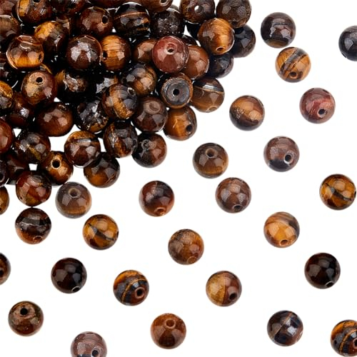 OLYCRAFT 126 Stück 6~6.5mm Natürliche Tigerauge Perlen Runde Lose Perlen Edelstein Energiestein Natürliche Tigerauge Braun Perlen zum Auffädeln Für Armband Halsketten Ohrringe Schmuckherstellung