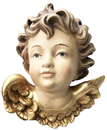 Dolfi Engel zum aufhängen H 12 cm Schutzengel Engelskopf Holzfigur Deko Statue aus Ahornholz