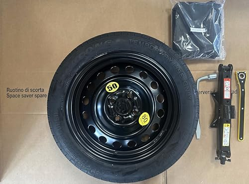 D'angelo Kit Ruotino di Scorta 15 compatibile con Fiat Panda, Panda Cross, Stilo, 500, 500e, Bravo, Idea,Fiorino, Lancia Ypsilon, Musa con Cric Chiave e Sacca