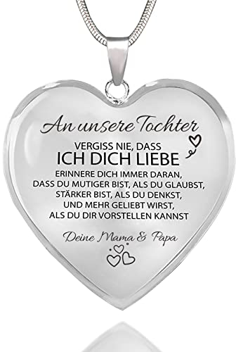 HAYOUWAY Weihnachtsgeschenke für Frauen Mädchen Kette Herz Halskette für Damen, Mutter An Meine Tochter Kette Geschenk mit Spruch Herz Anhänger Geburtstag Graduierung Hochzeit Geschenk für Tochter