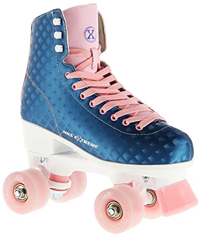 Nils Extreme Rollschuhe für Damen Mädchen und Kinder NQ14110 - Quad Roller aus Kunstleder - Disco Skates - Rollerskates 41 - Blau