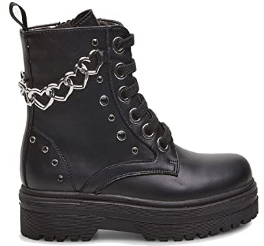 BATA Anfibi da bambina effetto pelle con catena fashion