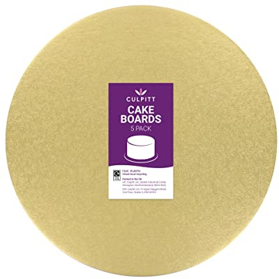 Culpitt 8 Double Thickness Cake Card, Pale Gold Boards, Cut Edge, 3mm Thick, 5 Pack - 8 Inch, 90275