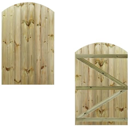 Bespoke Custom Made To Measure UPTO HEIGHT: 5ft (150cm High) Tongue & Groove Semi-Braced Arch Top Pathway Garden Pedestrian Gate [Width Between 75CM to 90CM Hinge Pack Option Removed