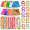 50PCS Gonna Hawaiana Set con 10 Gonna di Erba Elastico Gonna Hawaiana,10 Ghirlanda Hawaiana Collana fiori,10 bracciali,20 Fasce, Costume hawaiano Hula Gonna per ragazze Donne Summer Decorations(50Pcs)
