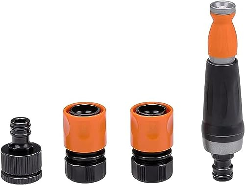 BLACK+DECKER Juego de 4 acoplamientos para Manguera de jardín, 2 topes de Agua, espaciadores, Negro/Naranja