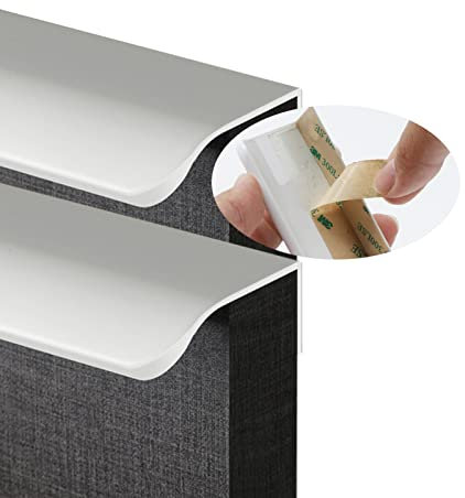 2pcs Wardrobe Door Handles self-Adhesive Invisible Pulls Warm White Cabinet Knobs Aluminium Alloy Concealed Levers for Kitchen Furniture Cabinet Closet Door Knobs (Length 120mm)