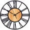 K&L Wall Art Ø 40cm große Wanduhr XL Industrielle Metall Holzuhr Vintage Wohnzimmeruhr lautlos Quartz Uhrwerk ohne Tick-Geräusche
