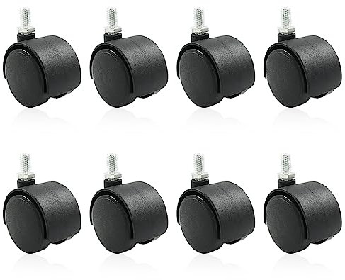 Moicstiy 8 Pack 1.5 Inch Caster Wheel Replacement Office Chair Caster Wheel Universal Standard Size Furniture Wheel Without Locking Braking for Computer Gaming Chair Sofa, with Thread Screws