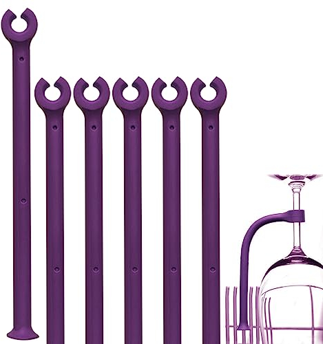 HJYZY 21cm Geschirrspüler Weinglashalter Geschirrspülmaschinenaufsatz Protector Tether Schutz von Weingläsern vor Beschädigung in der Spülmaschine 6 Stück(Lila)