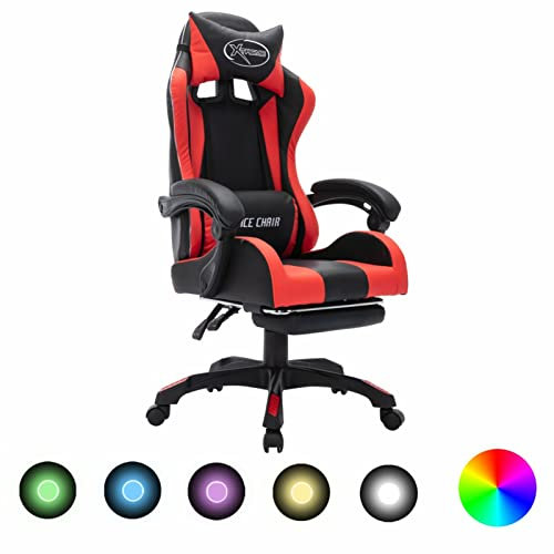 Lechnical Sedia da Gaming con Lu Ci a LED RGB Rossa e Nera in Similpelle,Sedie Gaming,Sedia da Gaming Economica,Sedia da Gaming Professionale(SPU:288007)