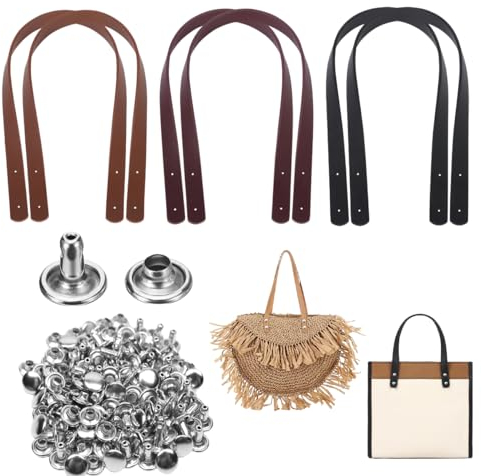 6 Piezas Asas de Cuero PU para Bolsos de Ganchillo - Asa de Repuesto Con Hebilla - Accesorios para Bolsos de Crochet