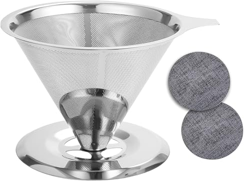 ZSMJAER Filtro de Café,Filtros de café permanentes,Filtros Reutilizables para Café de de Acero Inoxidable de Malla doble,300 mallas