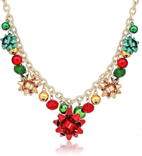 Dereine Weihnachtskette, halskette schlüsselbein kette Geschenk Schleife Anhänger Halskette Geschenk für Frauen Mädchen