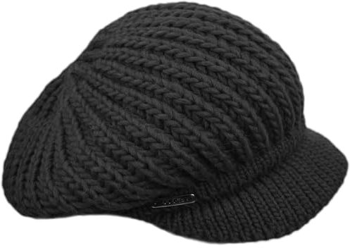 Melegari Berretto Basco di Maglia con Visiera | Berretto con Visiera Sestriere | Berretto di Lana e Alpaca | Made in Italy | Uomo Donna | Autunno/Inverno (Nero)