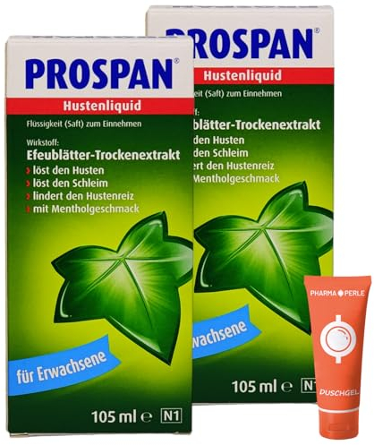 Prospan Hustenliquid 2 x 105 ml - Für Erwachsene I löst Husten und Schleim I lindert den Hustenreiz I Pflanzlich mit Efeu I Mentholgeschmack I im Sparset mit Pharma Perle give-away