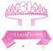 30. Geburtstags Krone und Schärpe für Damen Kristall Queen Tiara Princess Crown Rosa Birthday Schärpe 30th Geburtstagskrone Frau Geburtstagsschärpe Frauen Geburtstag Dekoration Geburtstagsgeschenk