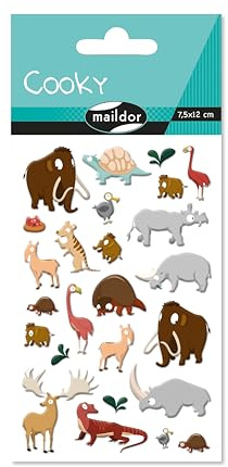 Maildor CY135Cpack - Packung mit 10 Bögen 3D Sticker Cooky/Aufkleber, 7,5x12cm, Urzeit/Dino, 250 Stickers, 1 Pack