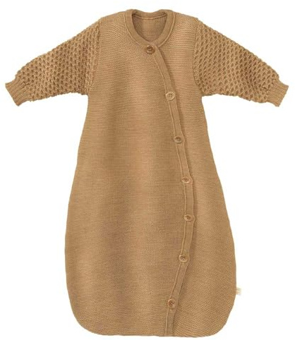 Langarm-Schlafsack Baby & Kleinkind - 100% Bio-Merino, TOG 1.7 – atmungsaktiv - Unisex Gr. 60 cm & 75 cm - nachhaltig & fair - für den Übergang & Winter - Made in Germany | Karamell Gr. 2 (75 cm)