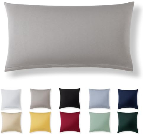 Alreya Kissenbezug 40 x 80 cm - Hellgrau - 100% Jersey Baumwolle - Kissenhülle für Kissen 40x80 cm, Jersey Kopfkissenbezüge, Superweicher Kissenbezug 40x80 mit Reißverschluss