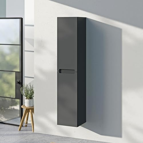 Bernstein Hochschrank Vireo - 35 x 35 x 170 cm - Seitenschrank in Anthrazit matt- Vormontierter Badezimmer-Schrank