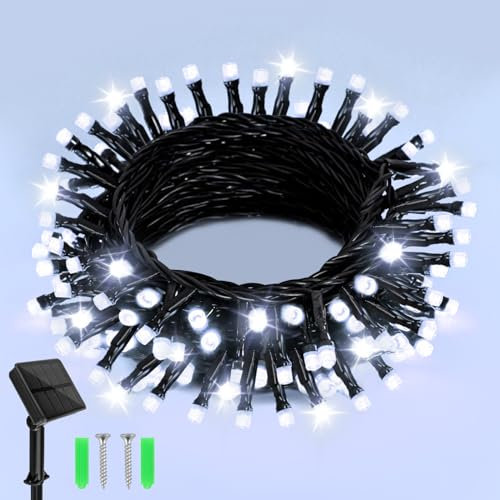 Dalugo Solar Garden Lights Outdoor, 5m 50 LED Solar Powered String Lights, Waterproof Cool White Fairy Lights 8 Modes for Garden, Patio, Yard, Festival, Party Decorations