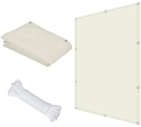 Toldos Exterior Rectangular 1 x 2 m Tela Parasol Cuerdas Prueba de Viento Resistente a Desgarro para La En Garden Patio Jardín Balcón, Marfil