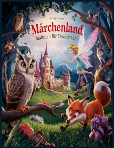 Märchenland Malbuch für Erwachsene: 50 Fantasy-Malvorlagen mit Märchen Feen, magischen Häusern und mythischen Feenschlössern für Groß und Klein/Achtsamkeits-Malbuch, Stressabbau und Entspannung