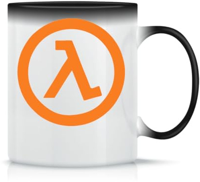 Moonai Half Life Logo Taza de Té y Café de Cerámica Clásica Blanca Negra y Rosa Mágica 330ml