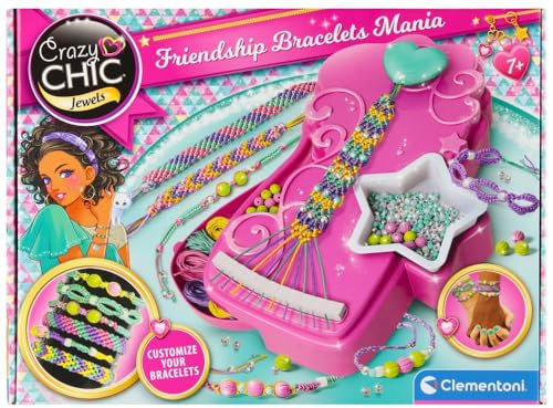 Clementoni Crazy Chic Bracelet Mania Freundschaftsarmbänder, Holzperlen, Schmuckherstellungsset, Bastelset, Armband, alle Jahreszeiten, Teenager, Erwachsene, Holz