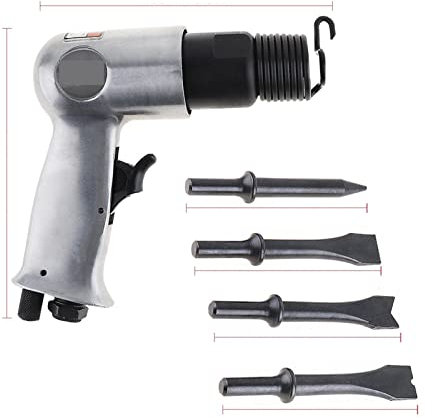 Drucklufthammer-Set, 9150 120mm Professionelle Handpistole Gasschaufel Lufthammer Kleiner Rostentferner Schneiden Bohren Chipping Pneumatisches Werkzeug, Geringes Gewicht(Air Hammer set A)