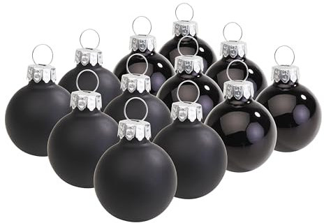 VBS Weihnachtskugeln Mini aus Kunststoff, Ø 3 cm, 12 Stück, Bruchsicher, ideal für Weihnachtsdeko, Christbaumkugeln, Baumschmuck, Dekoration für Weihnachten Schwarz