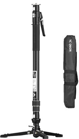 YC Onion Pineta Pro Carbon Fiber Monopod with Pedal Base, Lightweight Travel Monopod with Removable Base for Sony Canon Nikon DSRL Cameras Gimbal, Max Load: 10kg(Gimbal:5kg),Maximum Height of 162cm