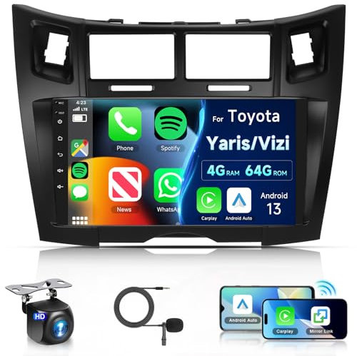 Hodozzy 2Din Radio con GPS, Bluetooth y WiFi para Toyota Yaris/Vitz 2005-2011