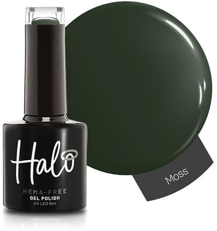 Halo Gel Polish 8ml - Moss. UV/LED Gel Nail Polish, Long Lasting & Easy To Apply. Nail Art Colours For Manicure & Pedicure. Gel Polish For Professional & Home Use.